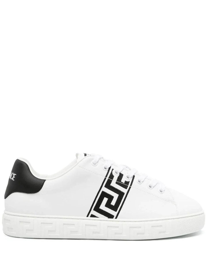 Versace Greca-embroidered leather sneakers - SleekGait