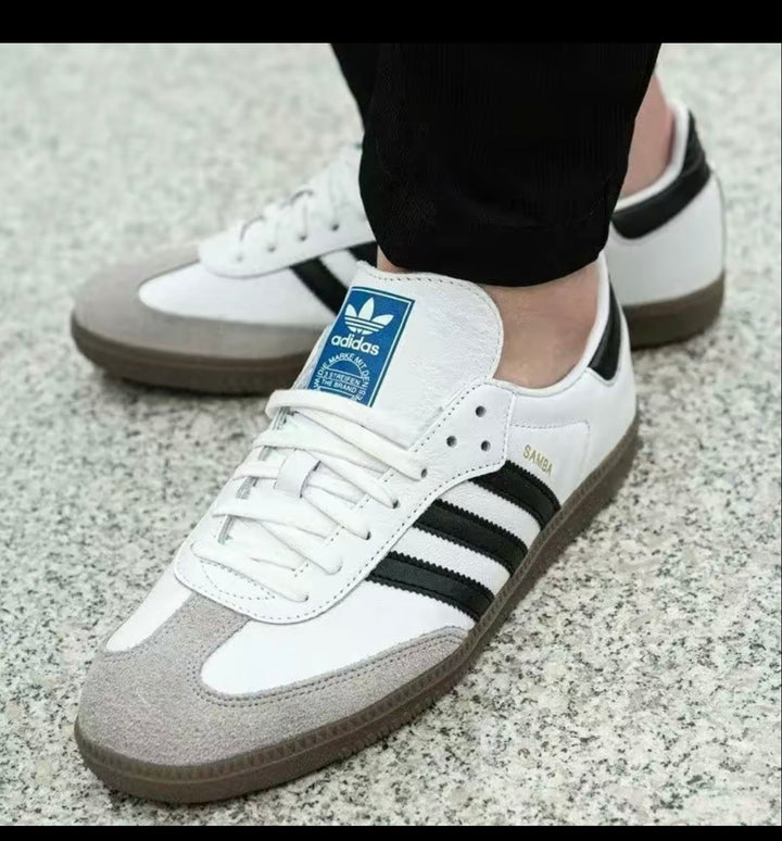 Adidas Samba OG Cloud White Core Black Youth Women's Closed Training Footwear for Athletic Running and Casual Fashion Wear