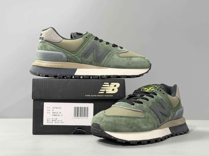 New Balance 574 Legacy Stone Island Dark Green - SleekGait