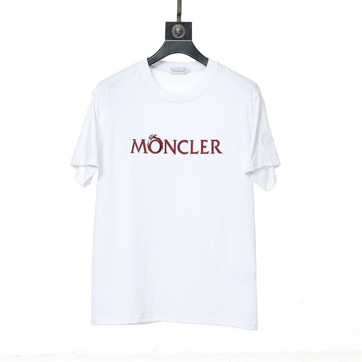 Moncler T-Shirt Without Collar 'White-Red' - SleekGait