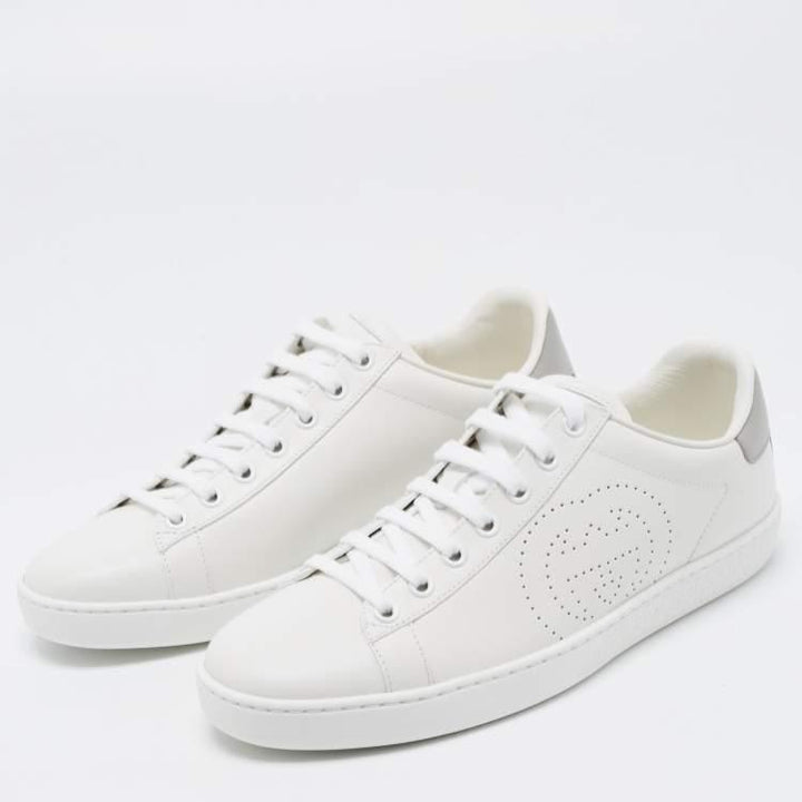 Ace Perforated Interlocking GG Logo Leather Sneakers - SleekGait
