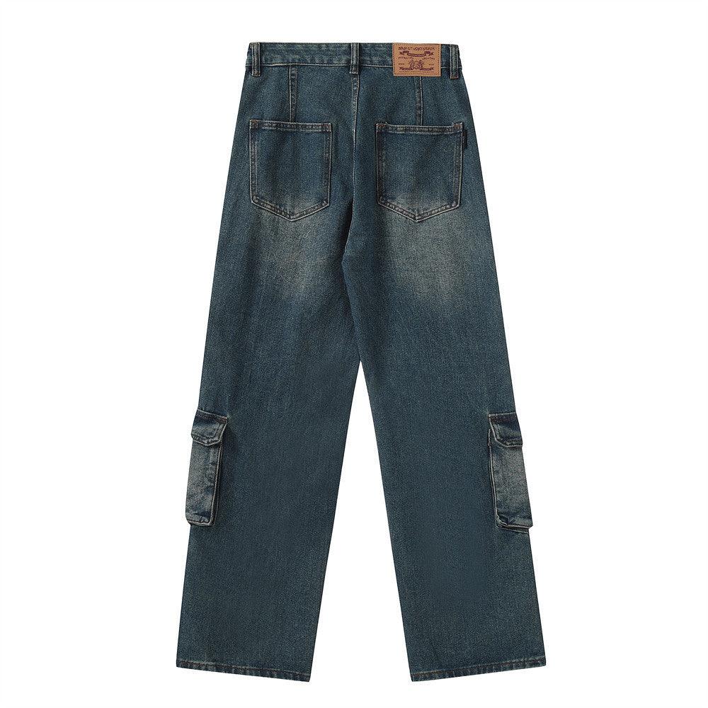 Tooling Style Multi-pocket Wide-leg Jeans - SleekGait