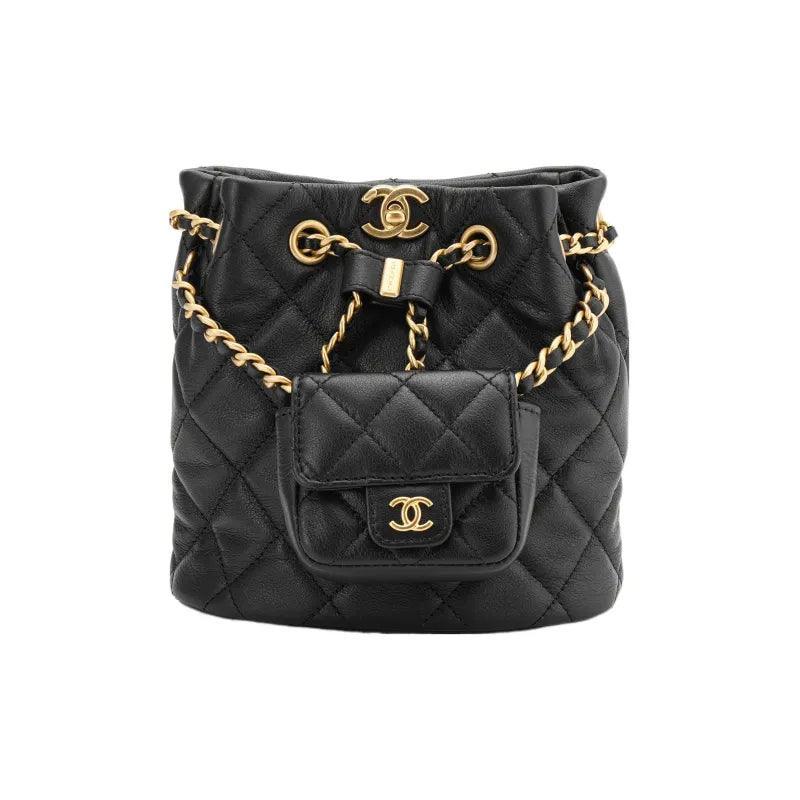 CHANEL Small Drawstring 23A Bucket Black - SleekGait