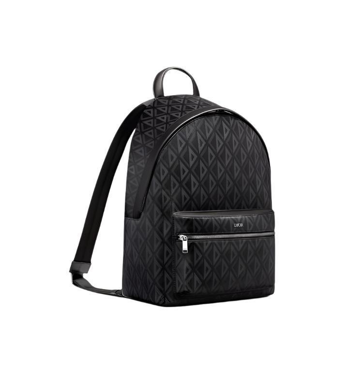 Dior Rider Zipped Backpack Black Coated Cotton Canvas with CD Diamond Print - SleekGait