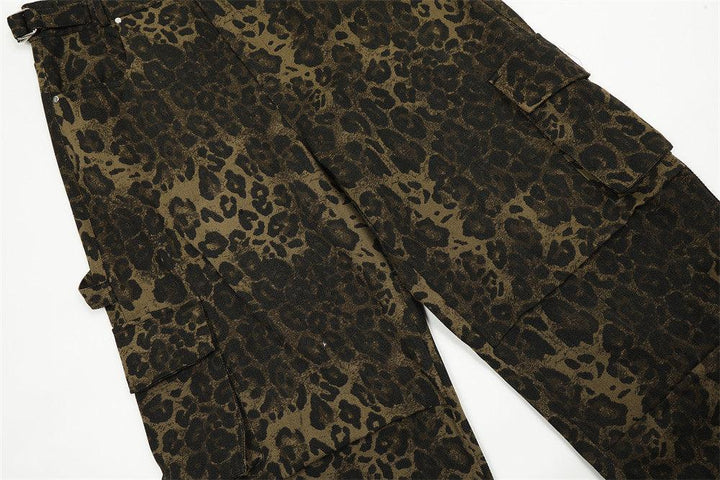 Leopard Camouflage Pleated Casual Straight Trousers - SleekGait