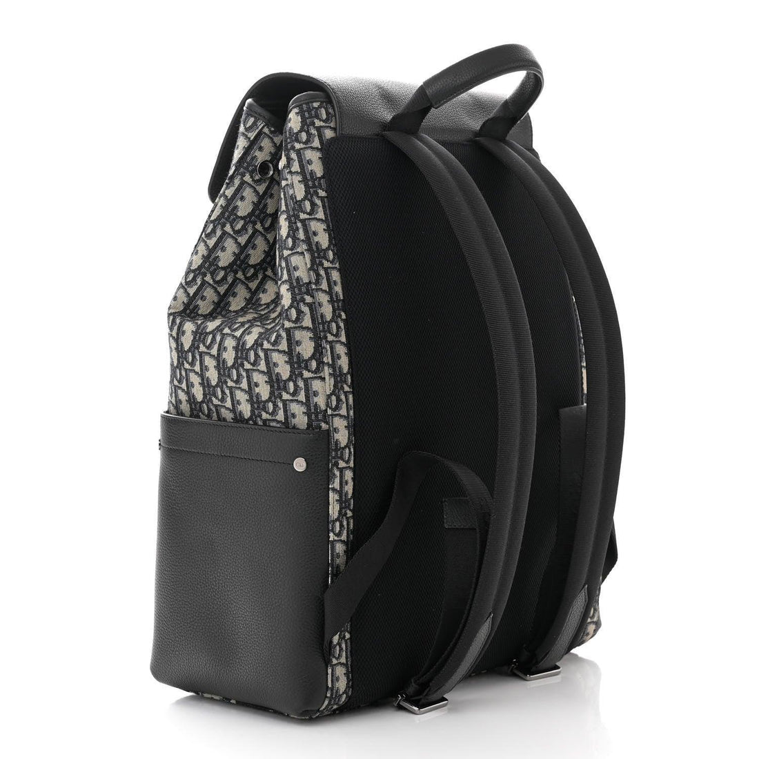 Christian Dior Oblique Jacquard Grained Calfskin Saddle Backpack With Flap - SleekGait