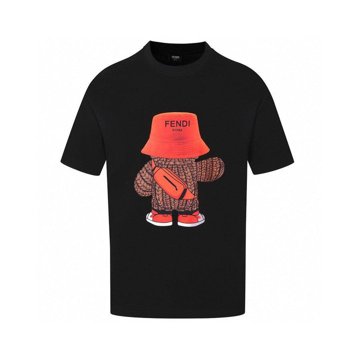 Fendi T-Shirt without Collar 'Black-Orange' - SleekGait