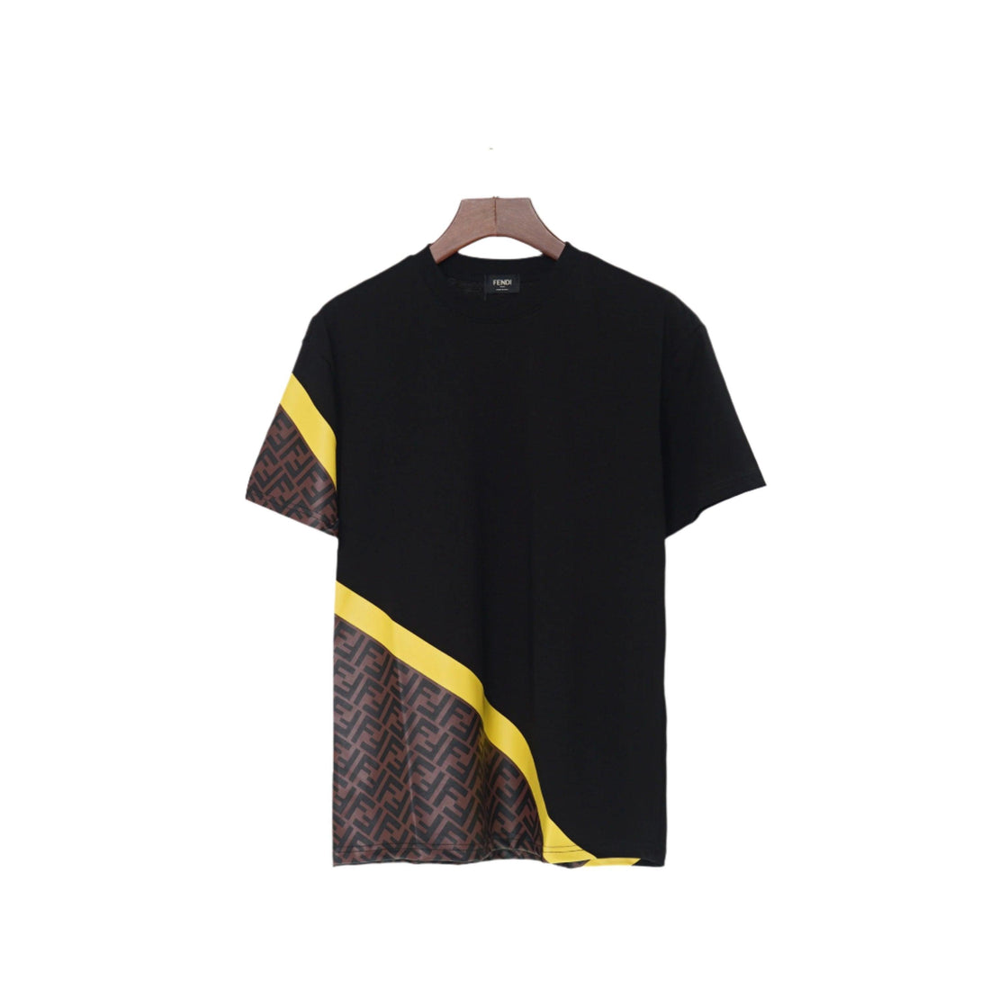 Fendi T-Shirt without Collar 'Black-Brown-Yellow' - SleekGait