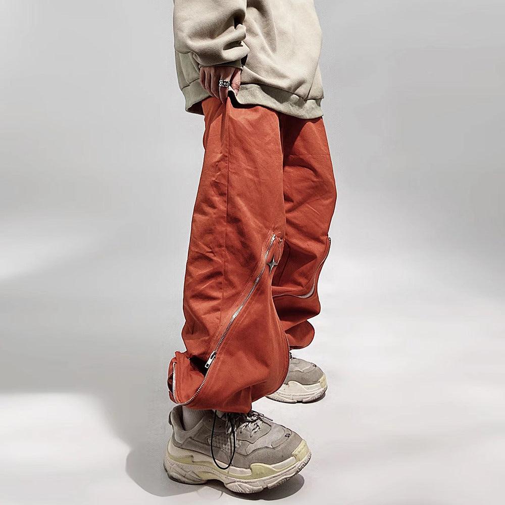 Loose Casual Functional Zipper Straight-leg Trousers - SleekGait