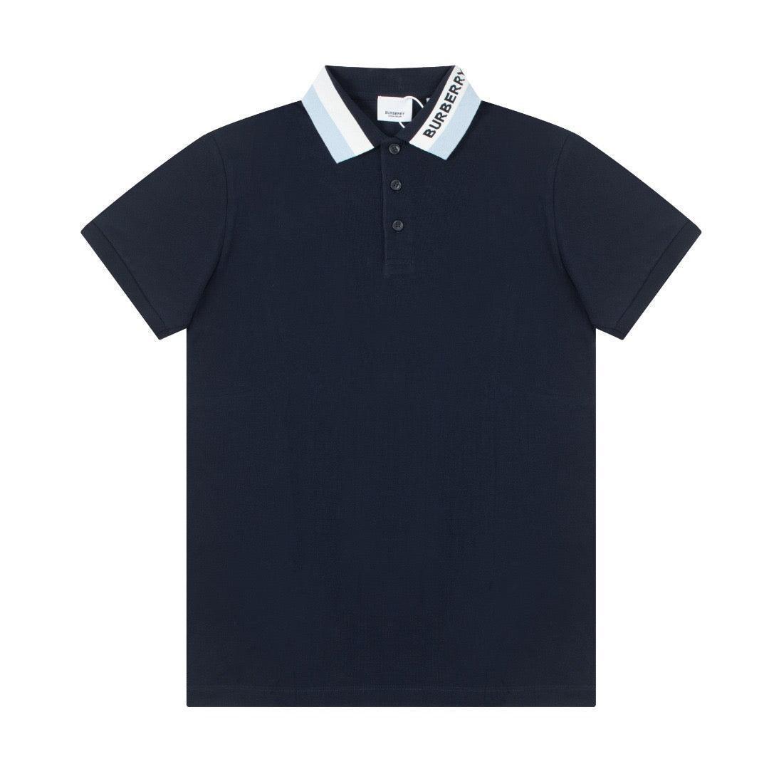 Burberry Blue T-Shirt With Collar - SleekGait