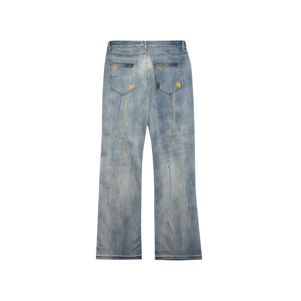 Men's Loose Washed-out Painting Splash-ink Ripped Jeans - SleekGait