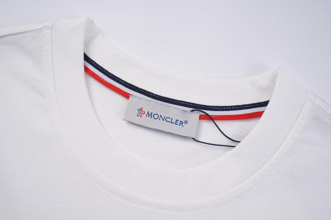 Moncler T-Shirt Without Collar 'White/Black/Red' - SleekGait