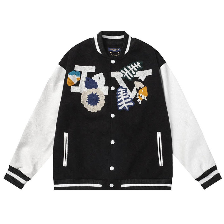 LOUIS VUITTON CROCHET FLOWERS VARSITY JACKET - BLACK