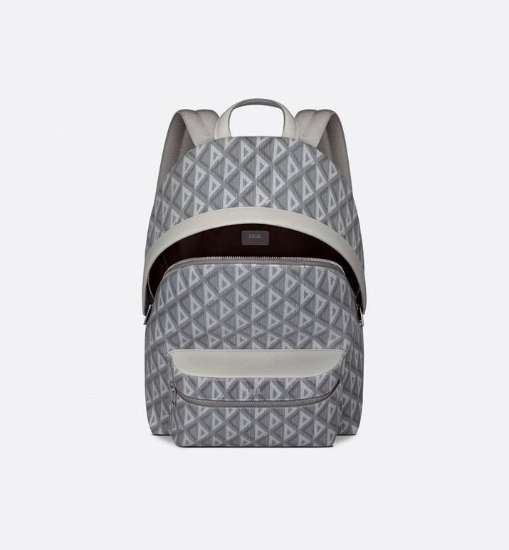 Dior Rider Zipped Backpack Grey Coated Cotton Canvas with CD Diamond Print - SleekGait