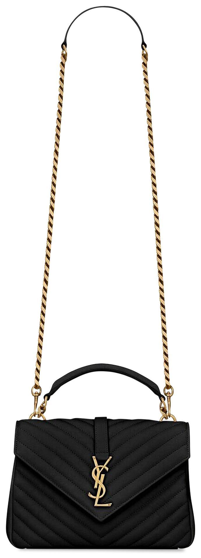 SAINT LAURENT MEDIUM COLLEGE SHOULDER BAG 'BLACK' - SleekGait