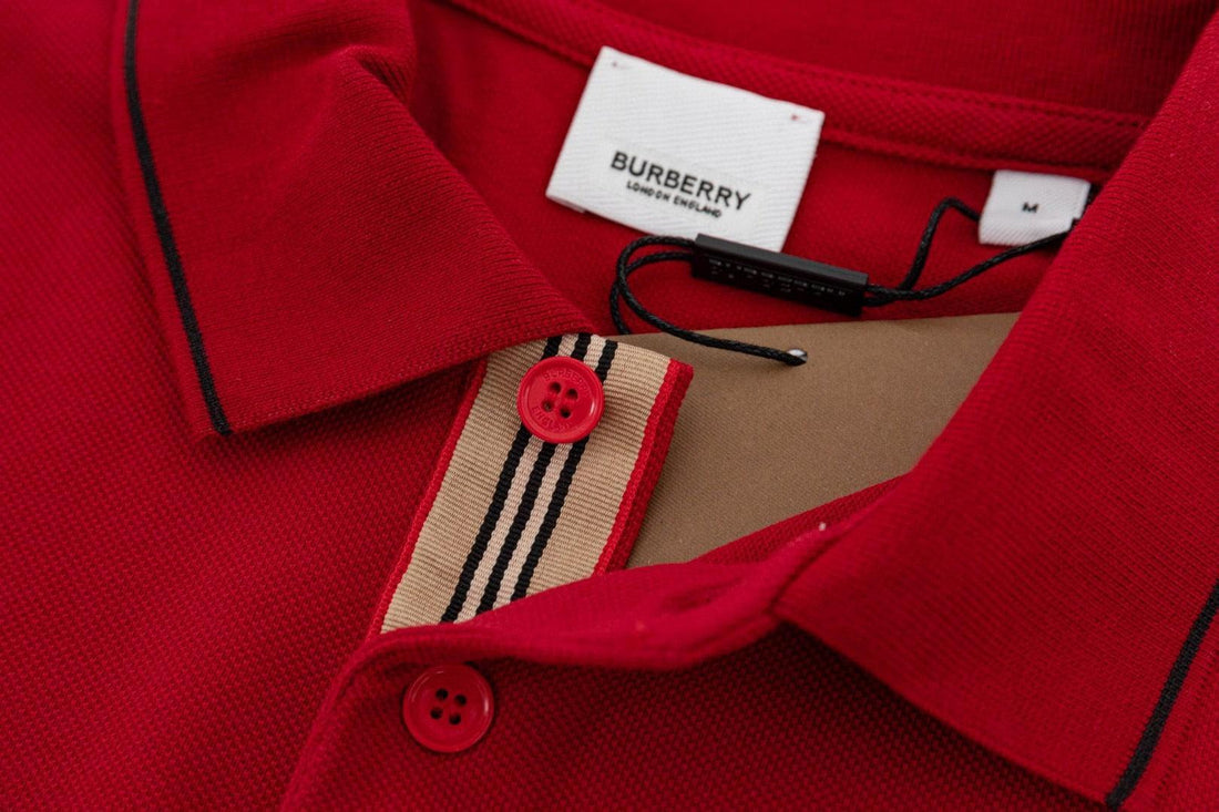 Burberry Red T-Shirt With Collar - SleekGait