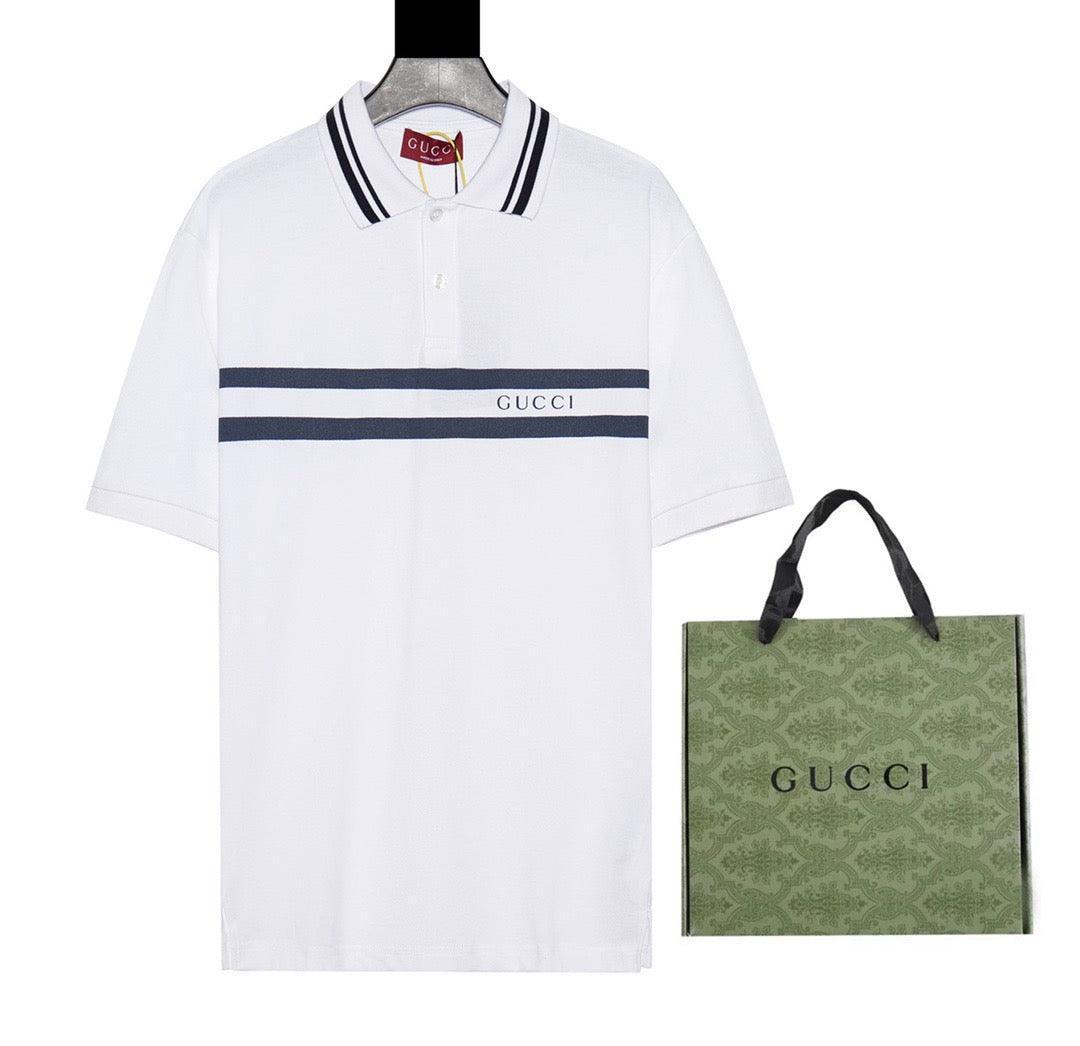 Gucci White T-shirt with a collar - SleekGait