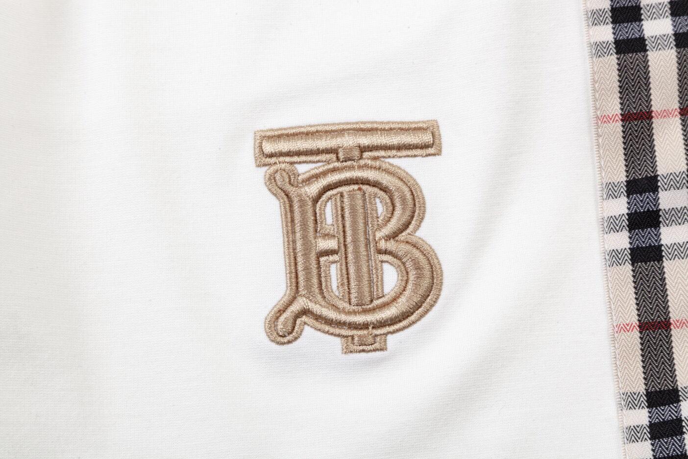 Burberry Men's Striped Cotton Knit Basketball Shorts 'White/Beige' - SleekGait