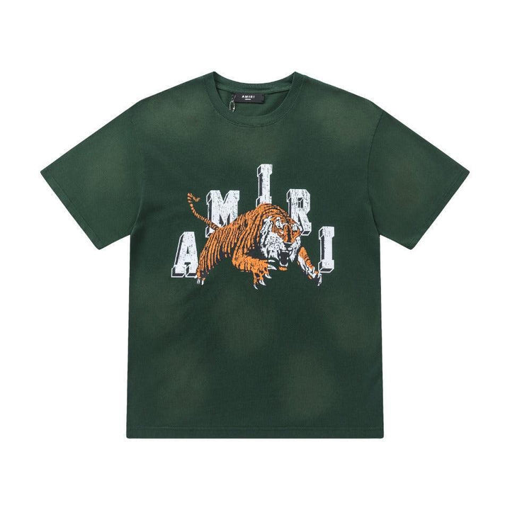 Amiri Lion Green T-Shirt Without Collar - SleekGait