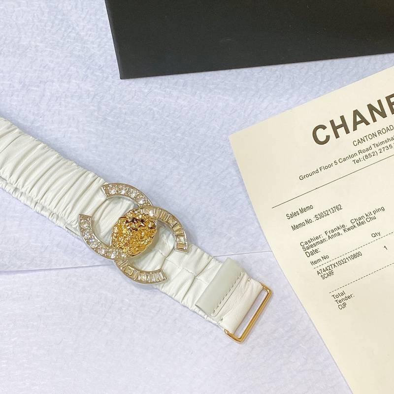 Chanel Leather Women’s Belt 'White' - SleekGait