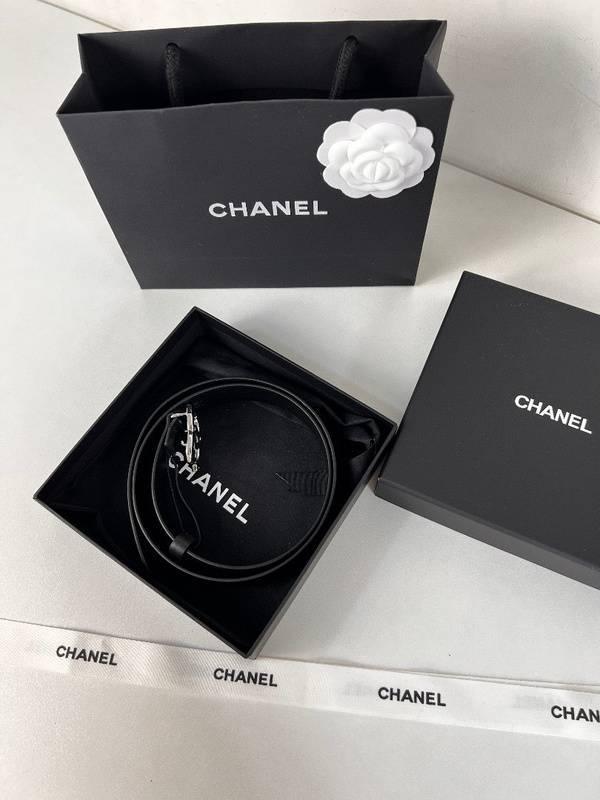 Chanel Leather Women’s Belt 'Black/Nickel' - SleekGait