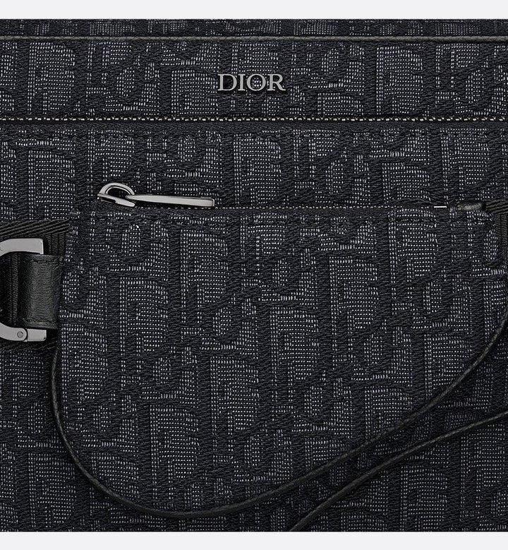 Dior Saddle Triple Pouch Beige and Black Dior Oblique Jacquard - SleekGait