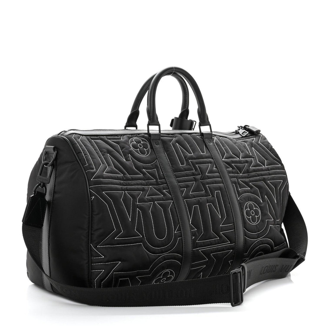 Louis Vuitton Nylon Embroidered Keepall Bandouliere 50 Black - SleekGait