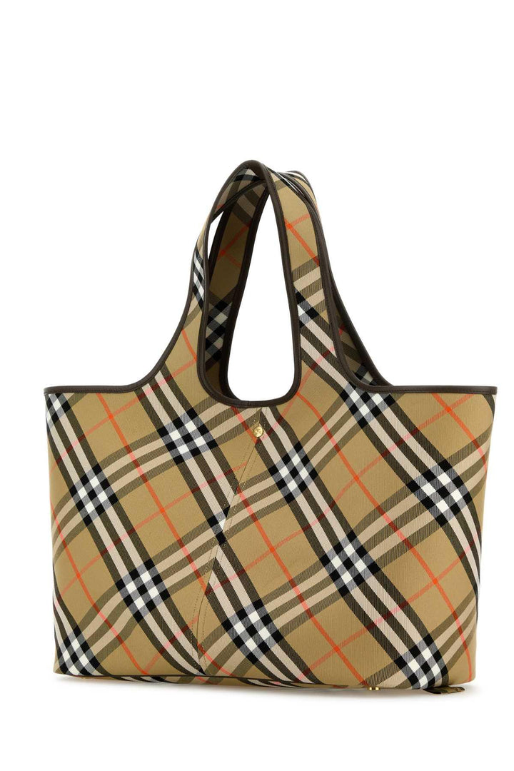 BURBERRY Medium Check Embroidered Canvas Shopping Handbag - SleekGait