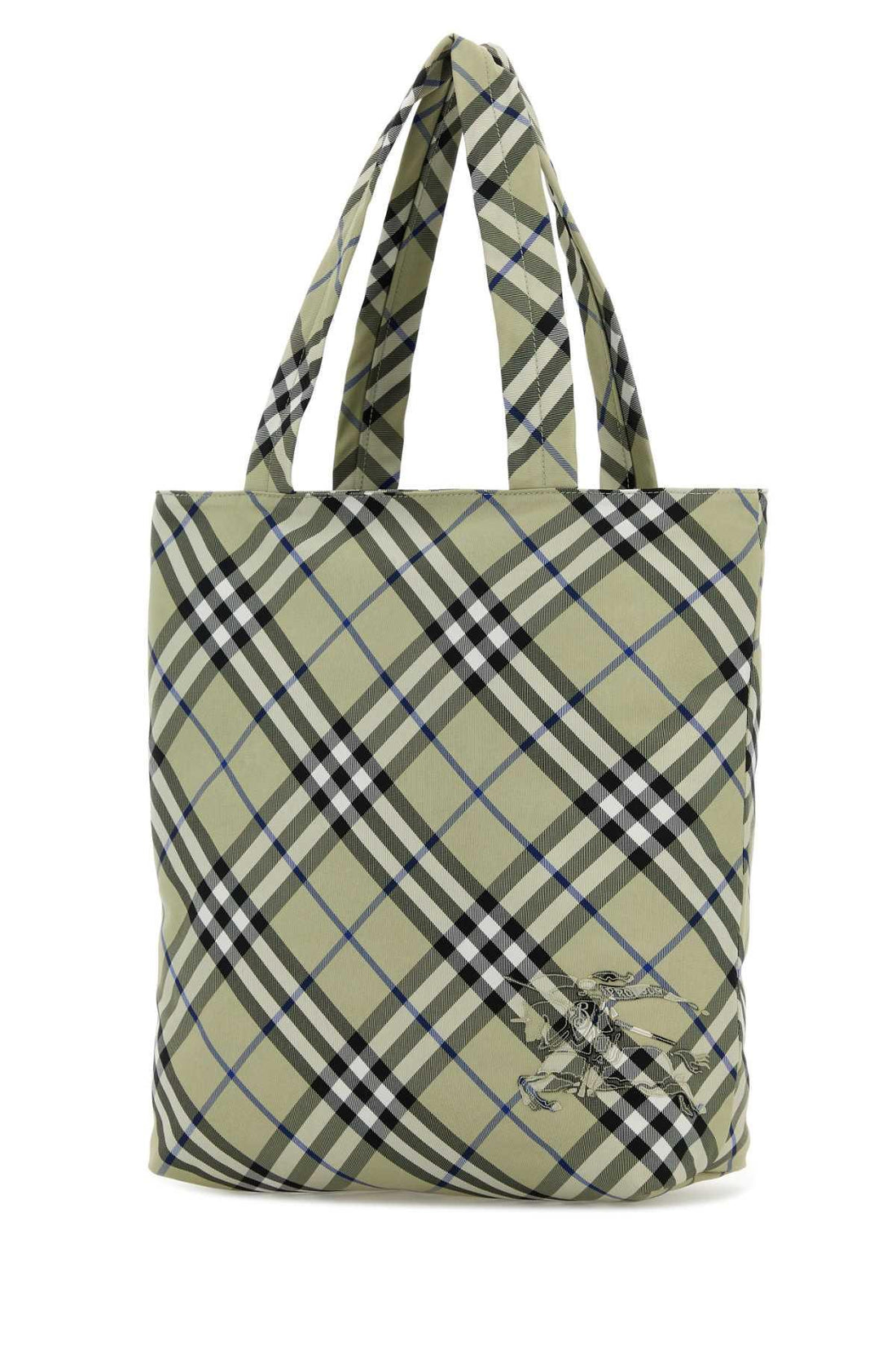 BURBERRY Embroidered Canvas Check Shopping Handbag - 33cm x 40cm x 13cm - SleekGait