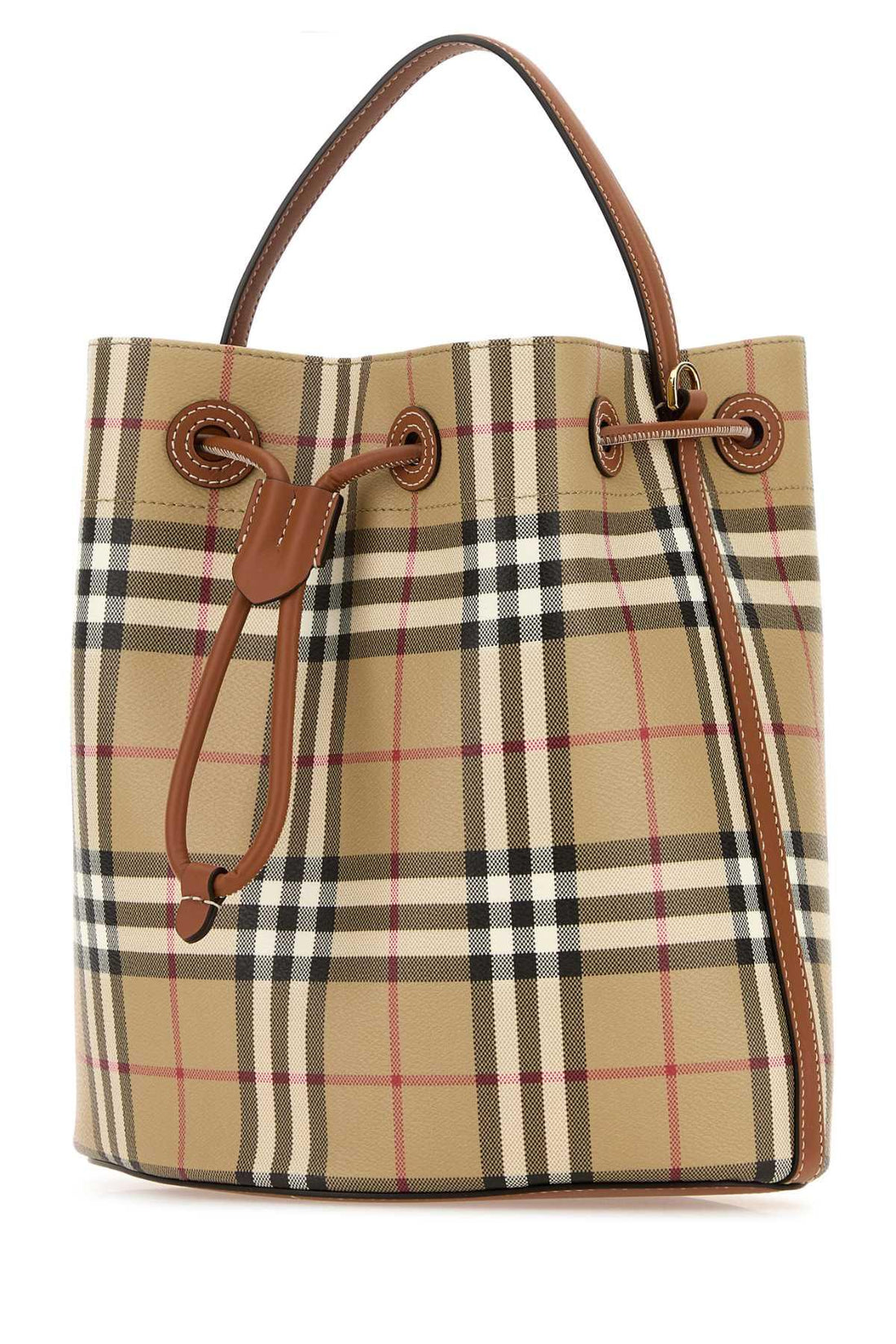 BURBERRY Chic Printed Canvas Check Bucket Handbag - 29 cm Width - SleekGait