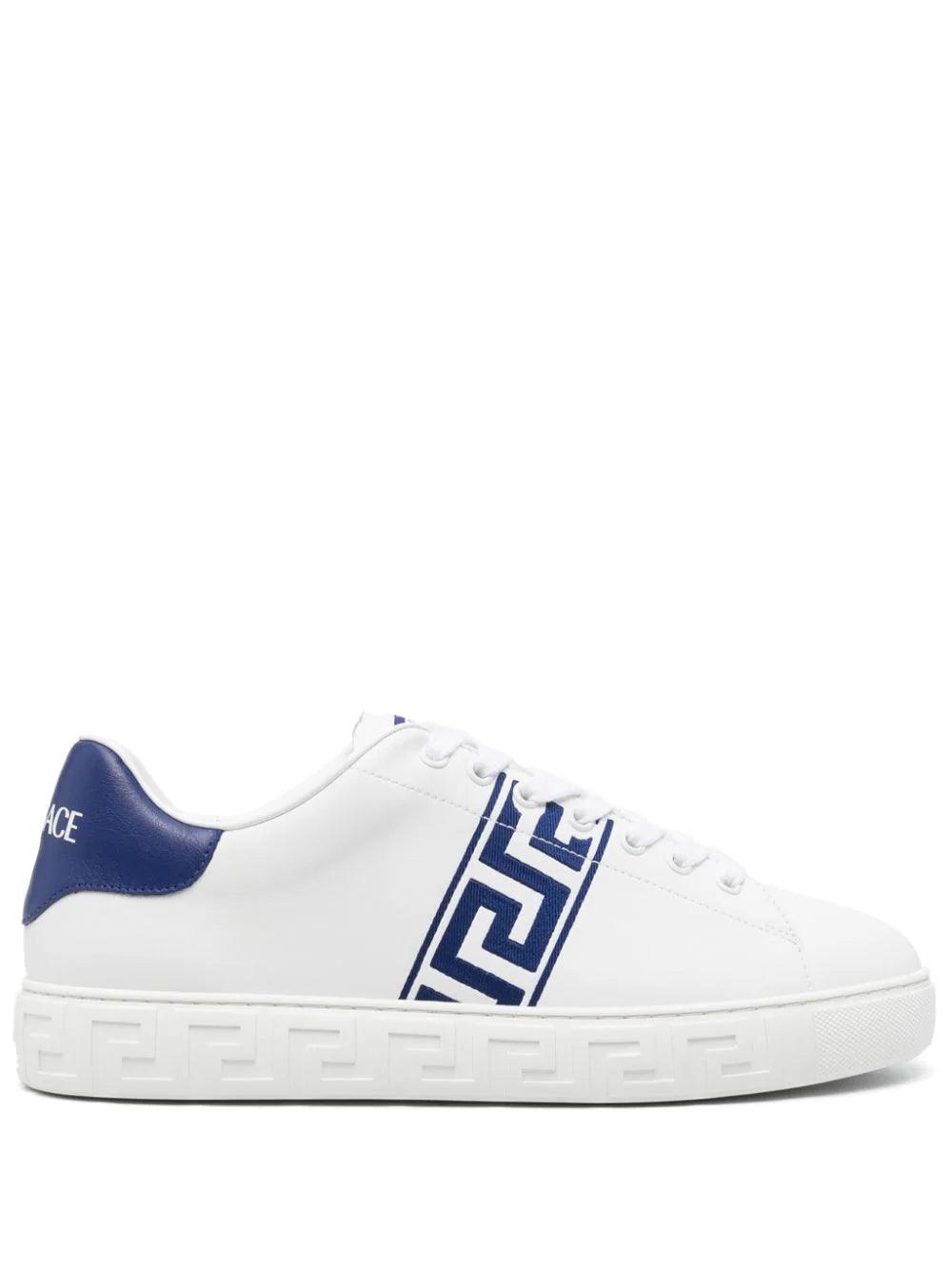 Versace Greca-embroidery leather sneakers - SleekGait