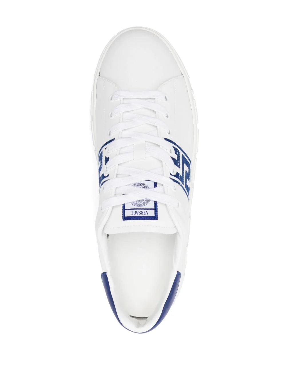 Versace Greca-embroidery leather sneakers - SleekGait