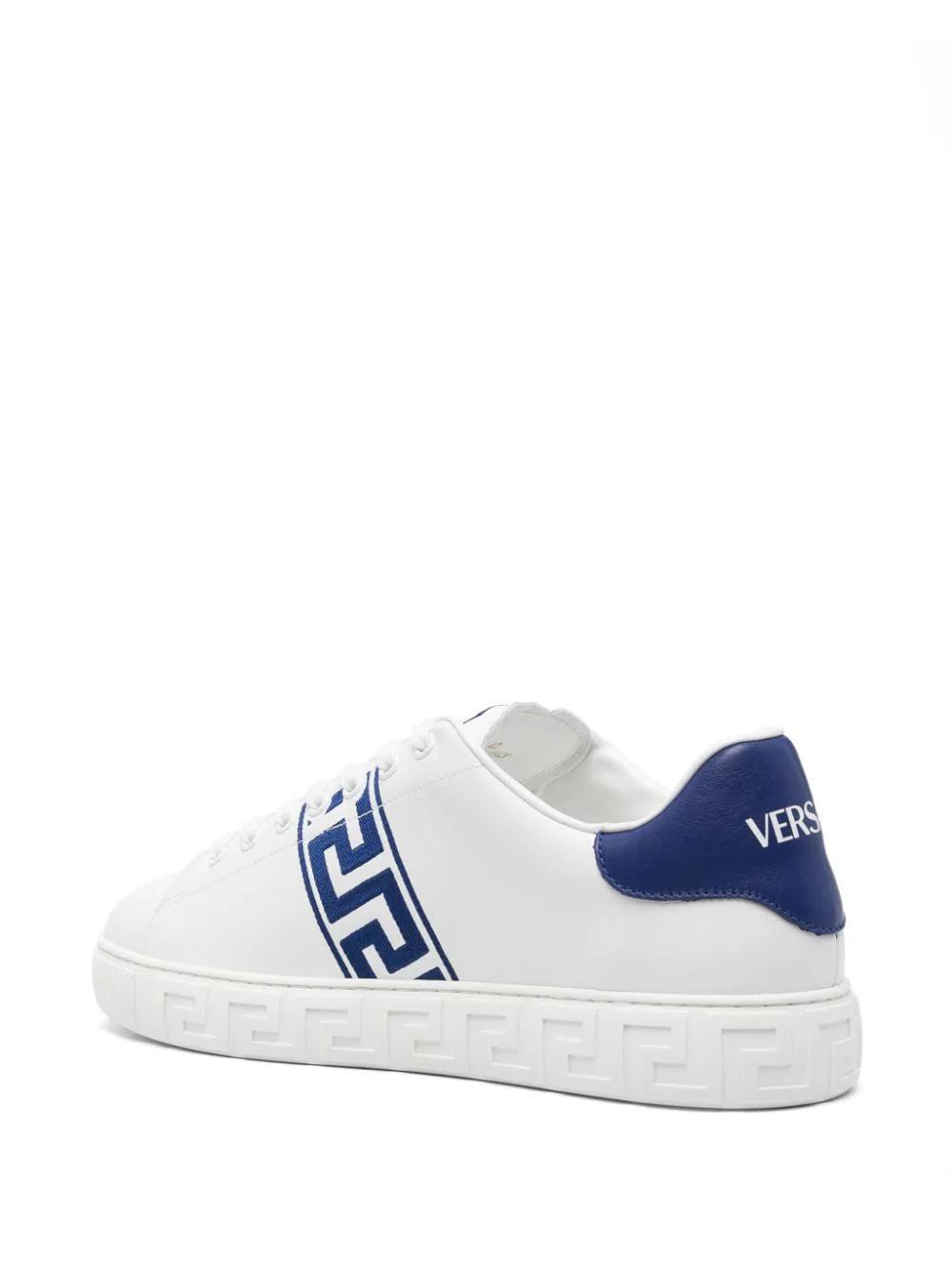 Versace Greca-embroidery leather sneakers - SleekGait