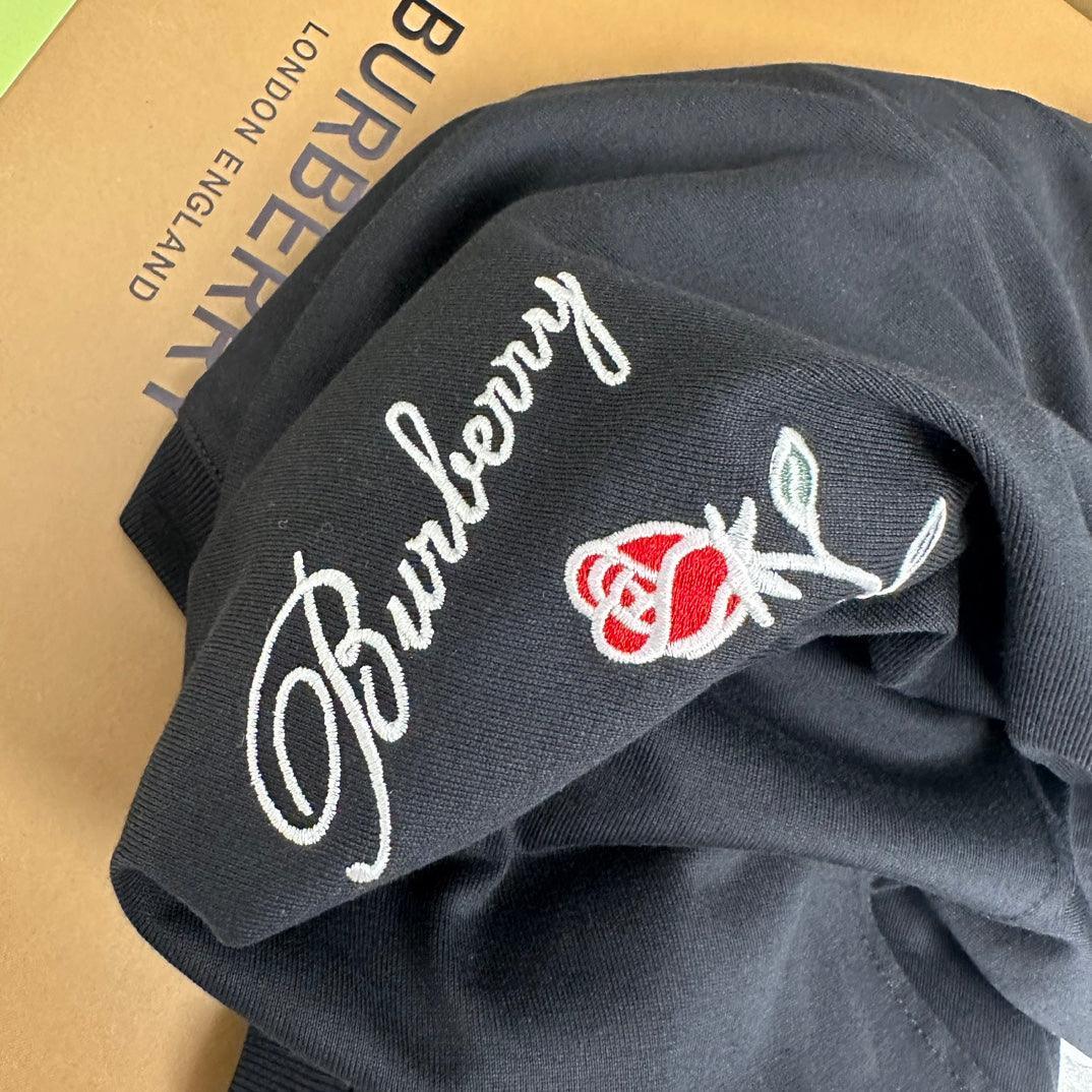 Burberry T-Shirt With Rose Without Collar 'Black' - SleekGait