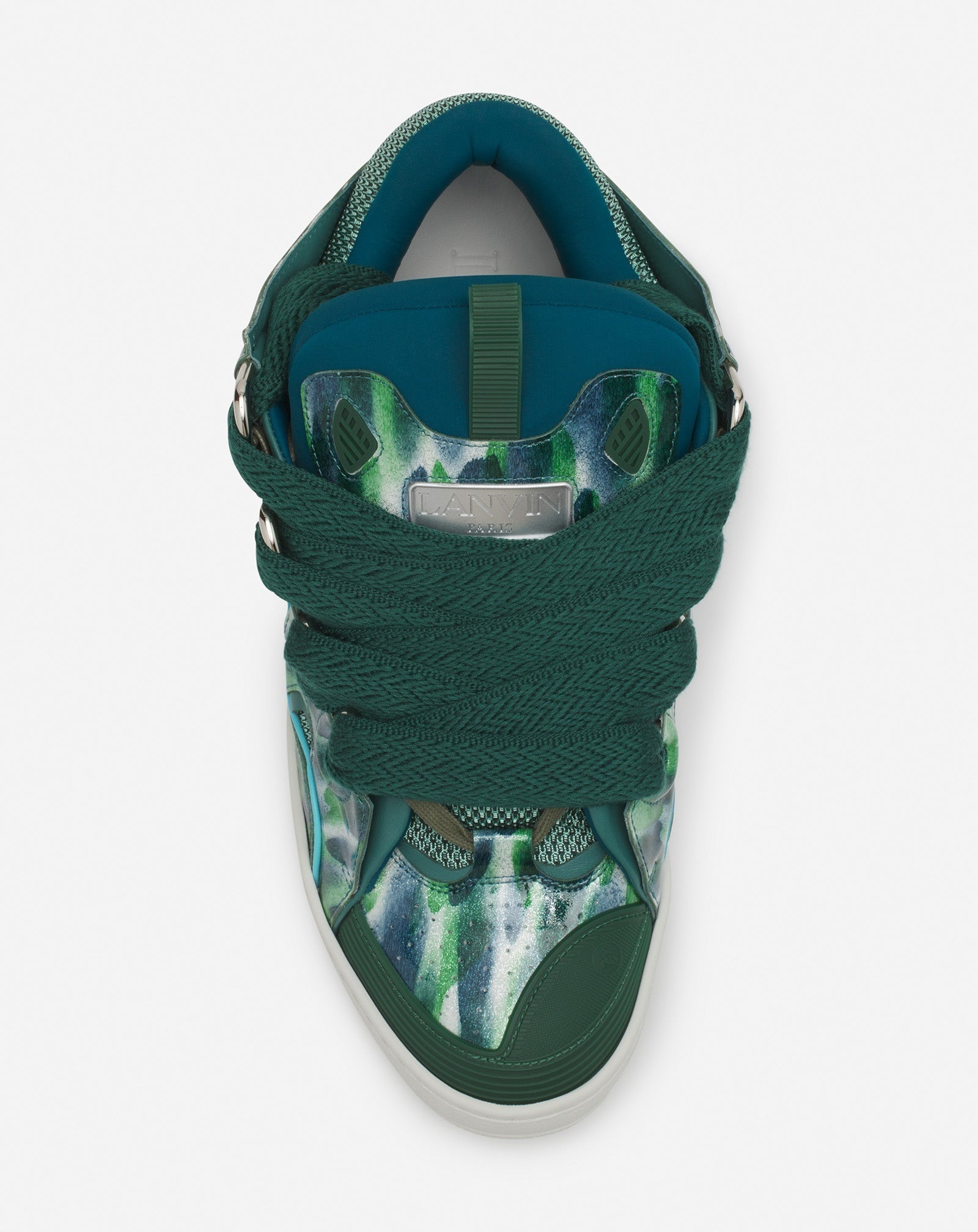 Lanvin CURB LEATHER SNEAKERS WITH SPARKLES