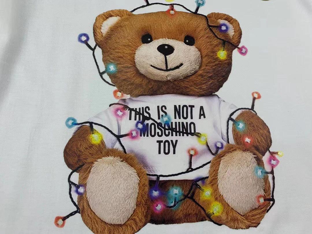 Moschino Christmas Light Teddy Bear T-Shirt Without Collar 'White' - SleekGait