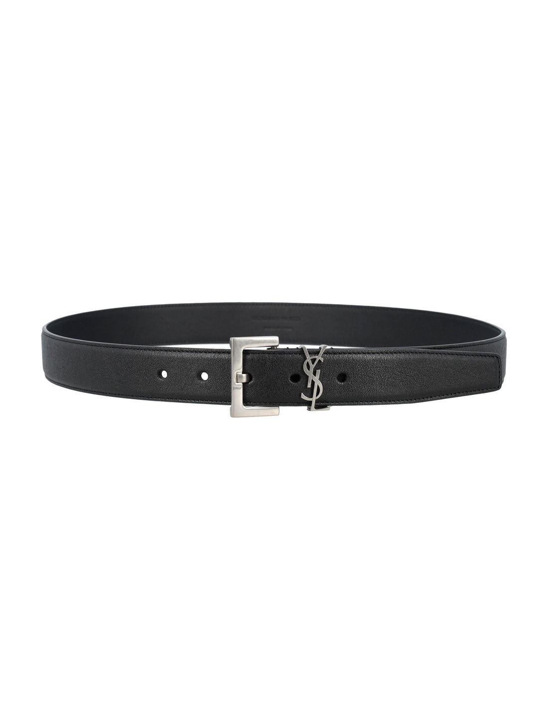 SAINT LAURENT Smooth Leather Cassandre Belt - 3 cm Height - SleekGait