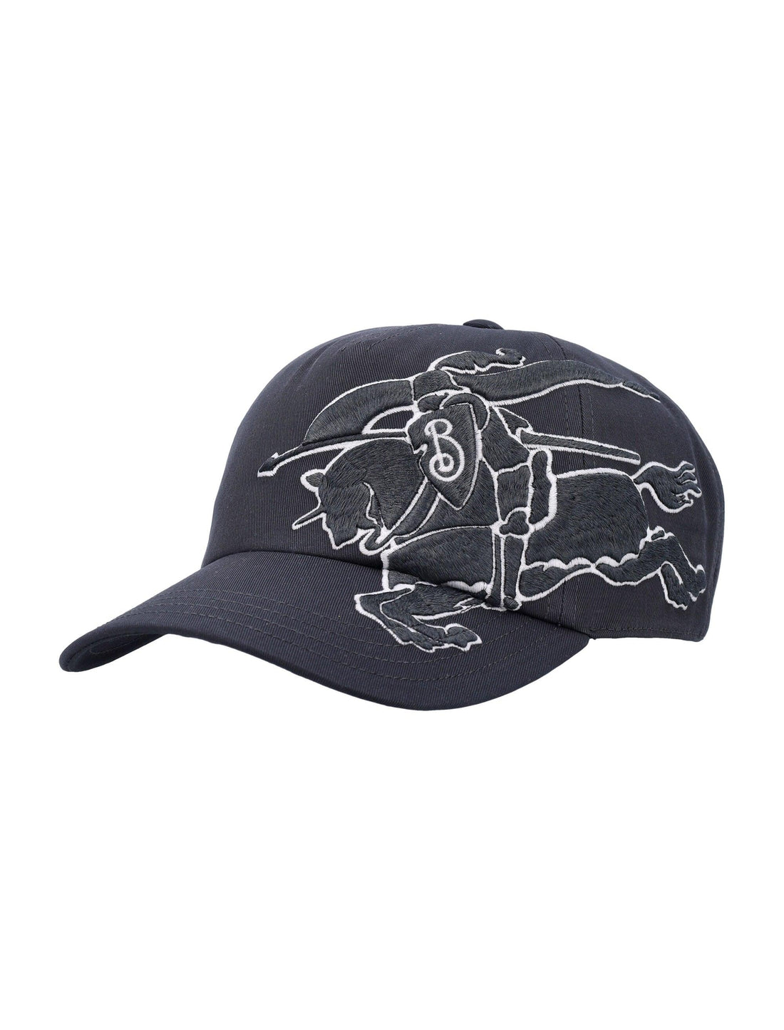 BURBERRY Oversized Equestrian Knight Design Cotton Baseball Cap - SleekGait