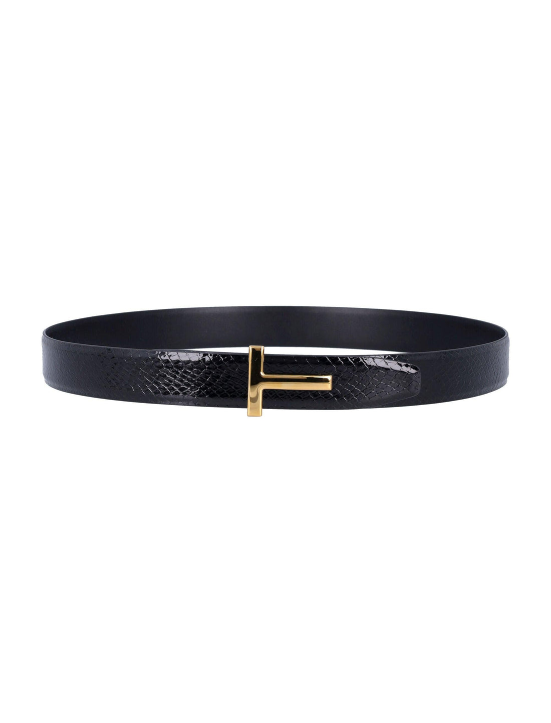 TOM FORD Printed Snake Effect Belt with Gold-Tone Buckle - 3cm Height - SleekGait