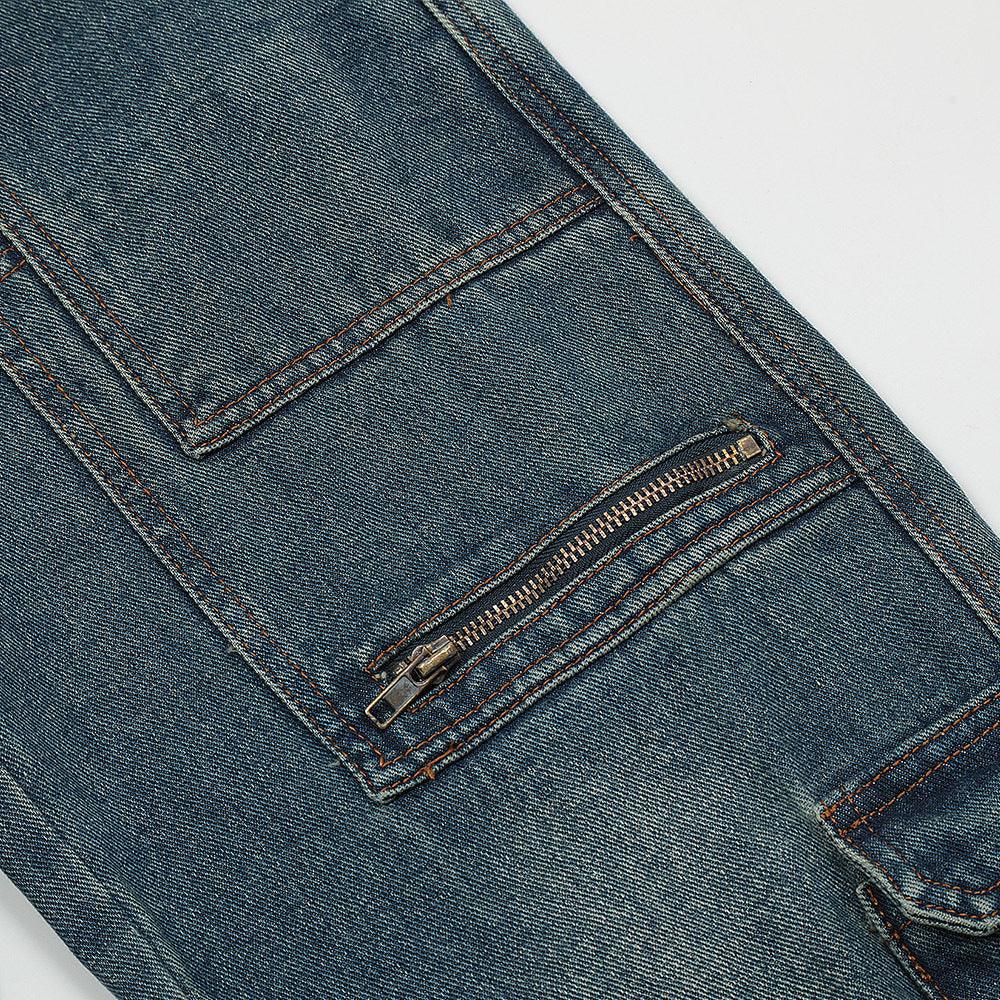 Tooling Style Multi-pocket Wide-leg Jeans - SleekGait