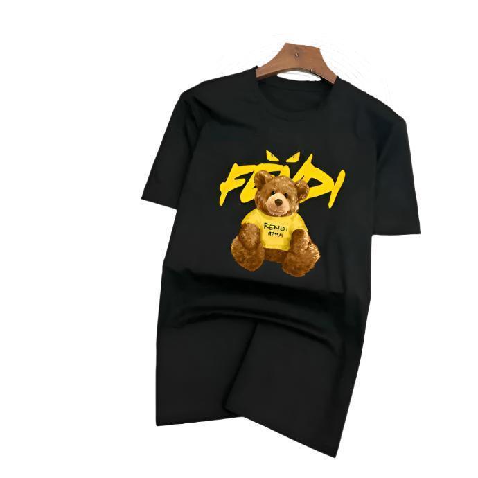 Fendi T-Shirt Bear without Collar 'Black-Yellow' - SleekGait