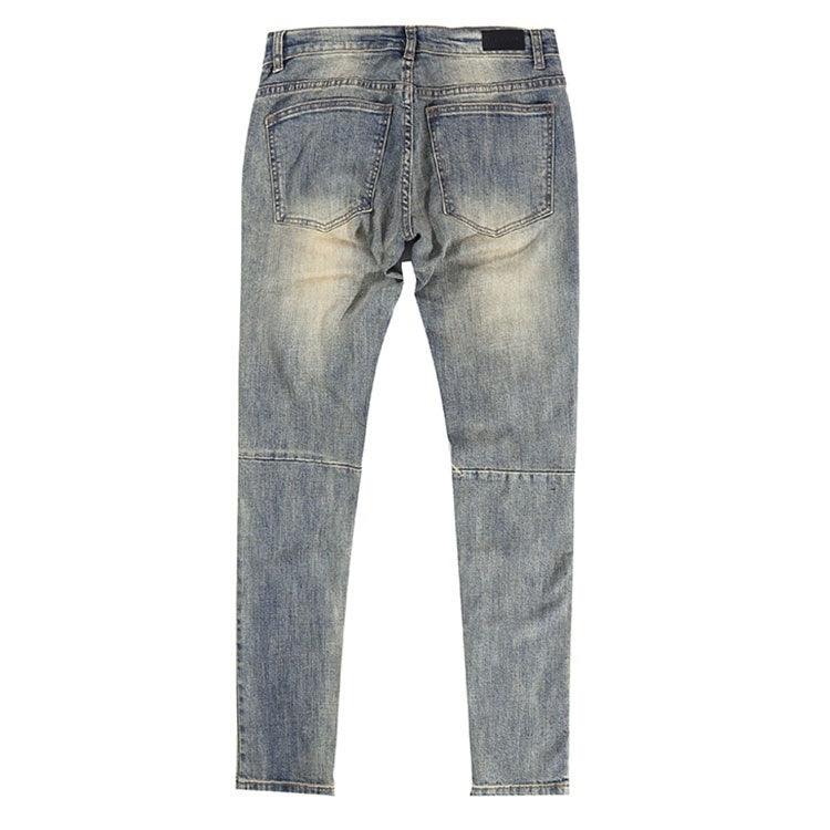 Ripped Washed Elastic Mid-waist Denim Trousers - SleekGait
