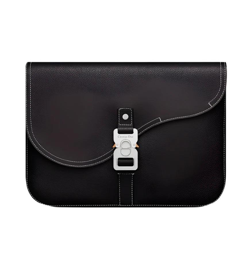 Dior Saddle A4 Pouch Black Grained Calfskin - SleekGait