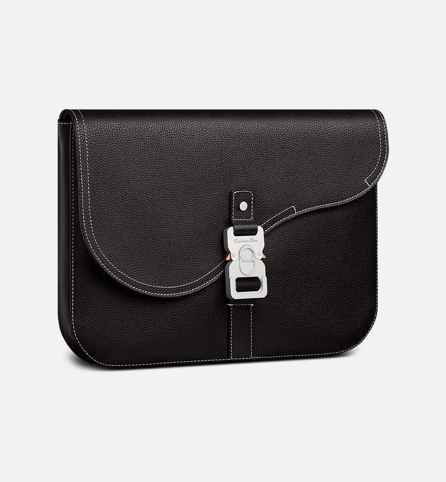 Dior Saddle A4 Pouch Black Grained Calfskin - SleekGait