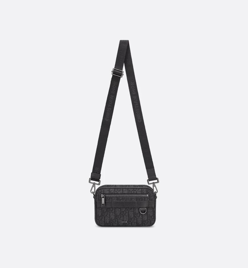 Mini Safari Bag with Strap Black Dior Oblique Jacquard