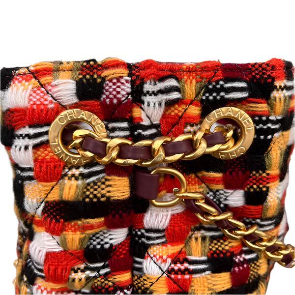 Chanel  Tweed Quilted Small CC Chain Bucket Backpack Multicolor