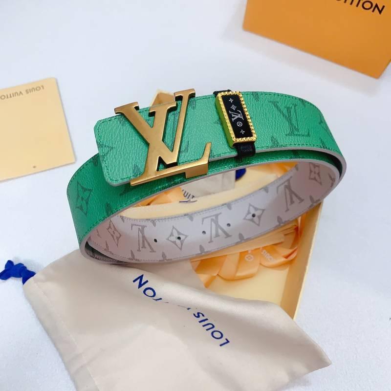 Louis Vuitton Double Belt Logo 'Green/Cream' - SleekGait