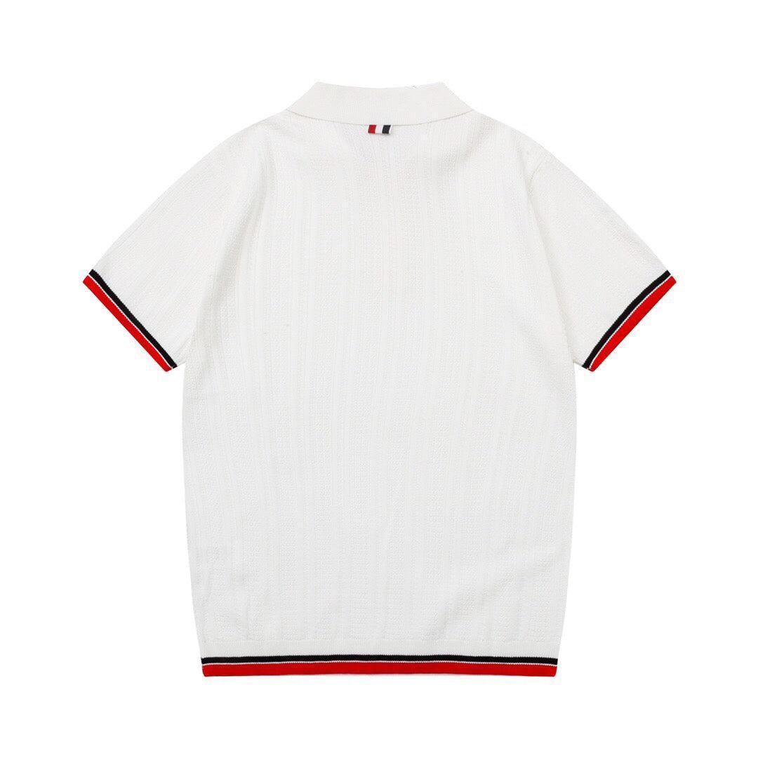 Thom Browne White T-Shirt with Collar - SleekGait