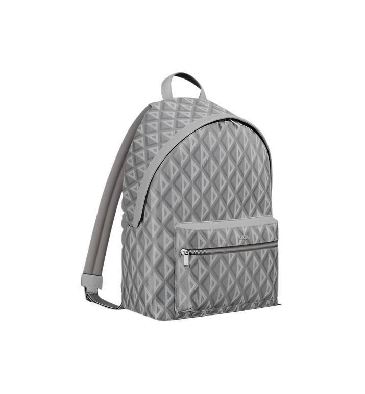 Dior Rider Zipped Backpack Grey Coated Cotton Canvas with CD Diamond Print - SleekGait