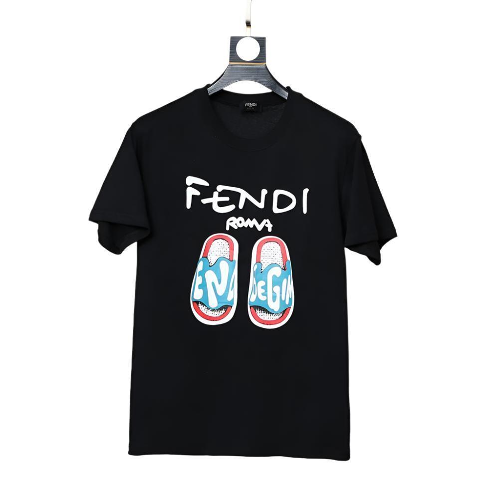 Fendi Roma T-Shirt without Collar 'Black' - SleekGait